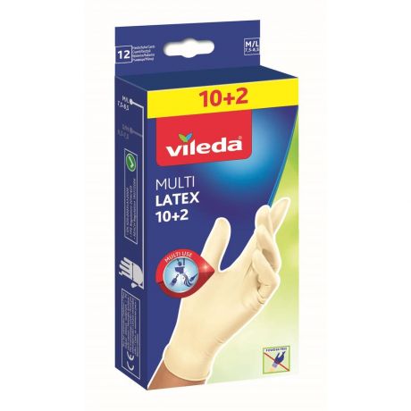 Перчатки Vileda Multi Care одноразовые 10+2 шт., размер M/L