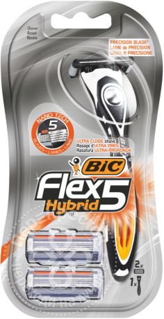 Бритва Bic Flex 5 Hybrid со сменными кассетами 1шт+2 кассеты