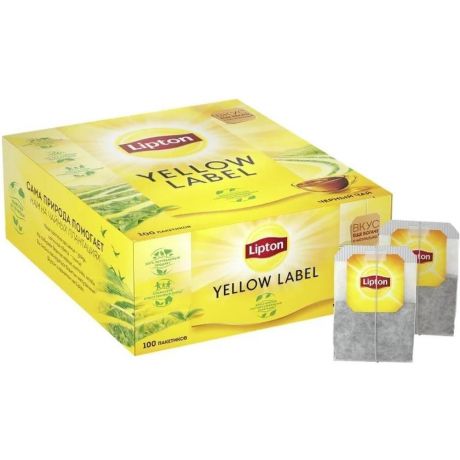 Чай Lipton Yellow label черный в пакетиках, (100пакх2гр)