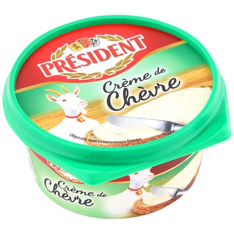 Сыр плавленый President Crème De Chevre из мягкого сыра козьего и коровьего молока с белой плесенью 50% 125 г