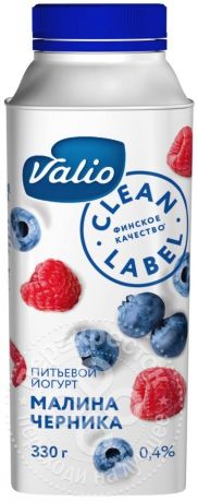 Йогурт питьевой Valio с малиной и черникой 0.4% 330мл