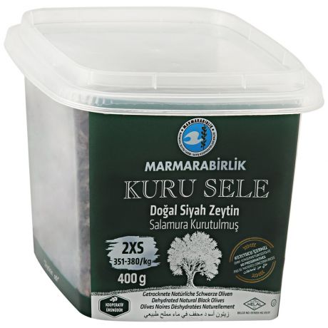 Оливки Marmarabirlik Натуральные 2XS вяленые черные с косточкой в масле 410 г