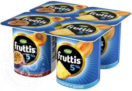 Продукт йогуртный Fruttis Персик-маракуйя Ананас-дыня 5% 115г