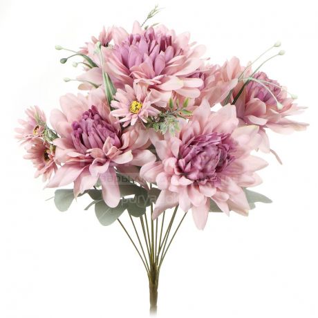 Цветок искусственный декоративный Хризантемы Y4-3505 пыльно-розовые, 45 см