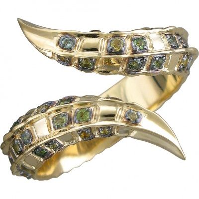 Кольцо с турмалинами и бриллиантами из жёлтого золота
