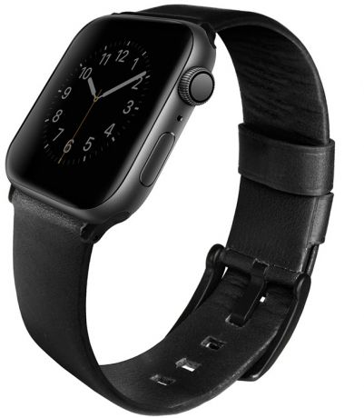 Ремешок Uniq Mondain Strap Leather для Apple Watch 38/40mm (черный)
