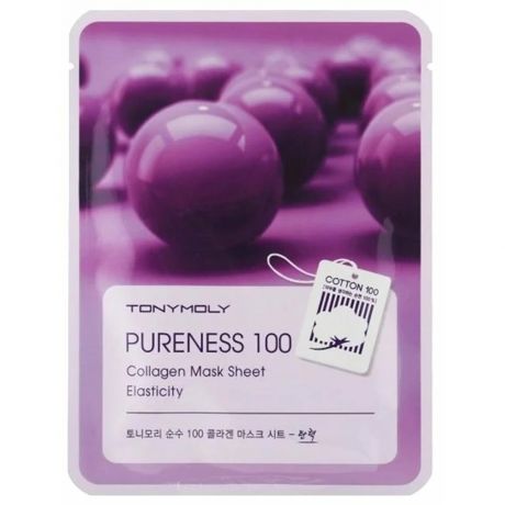 TONY MOLY Очищающая тканевая маска для лица с коллагеном PURENESS 100 Collagen Mask Sheet, 21 мл.