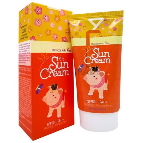 Elizavecca Солнцезащитный крем для лица осветляющий антивозрастной Milky Piggy Sun Cream SPF50+ PA+++, 50 мл.