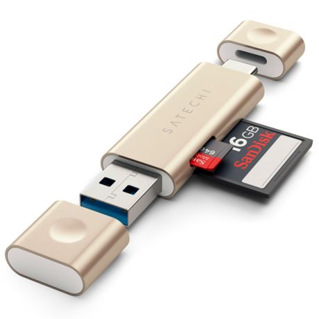 Satechi Aluminum Type-C USB 3.0 Card Reader (золотой)