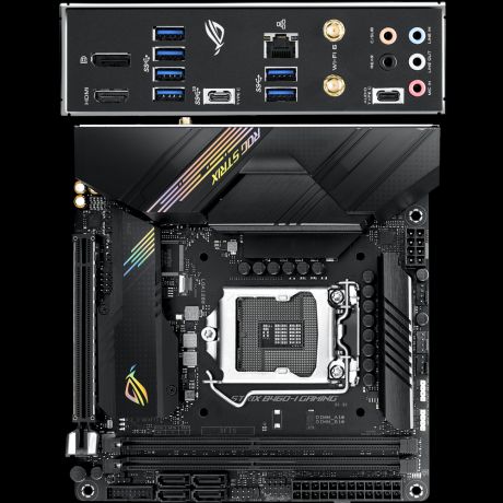 Материнская плата ASUS ROG Strix B460-I Gaming B460 Socket-1200 2xDDR4, 4xSATA3, RAID, 2xM.2, 1xPCI-E16x, 6xUSB3.2, 1xUSB3.2 Type C, DP, HDMI, Wi-Fi, Glan,mini-ITX