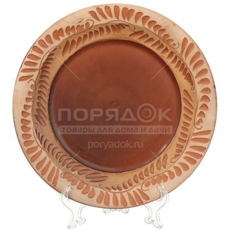 Тарелка обеденная керамическая, 250 мм, красная глина