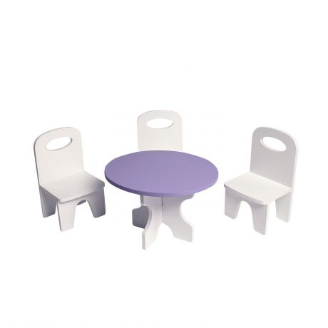 PAREMO Набор мебели для кукол "Классика": стол + стулья, цвет: белый/фиолетовый (PFD120-40)