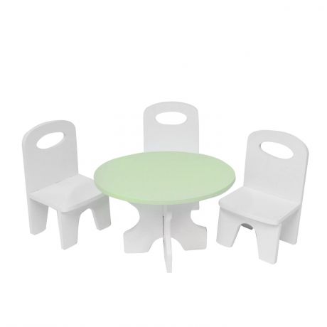 PAREMO Набор мебели для кукол "Классика": стол + стулья, цвет: белый/салатовй (PFD120-41)