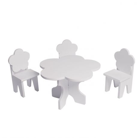 PAREMO Набор мебели для кукол "Цветок": стол + стулья, цвет: белый (PFD120-42)
