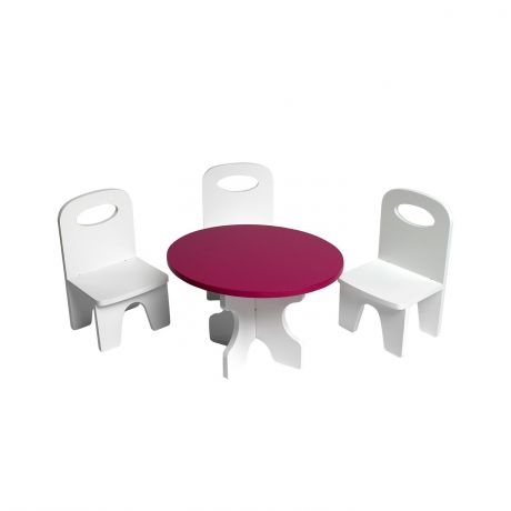 PAREMO Набор мебели для кукол "Классика": стол + стулья, цвет: белый/ягодный (PFD120-39)