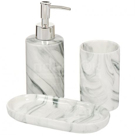 Набор для ванной Дизайн керамика PU091104, 3 предмета (мыльница, дозатор, стакан)