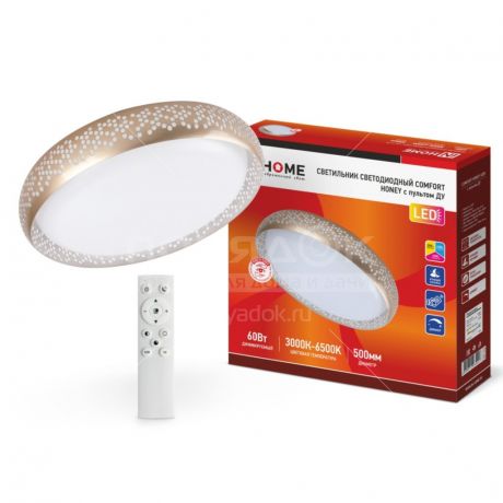 Светильник настенно-потолочный IN HOME Comfort Honey, 60 Вт, LED, 3000-6500 K, с пультом ДУ