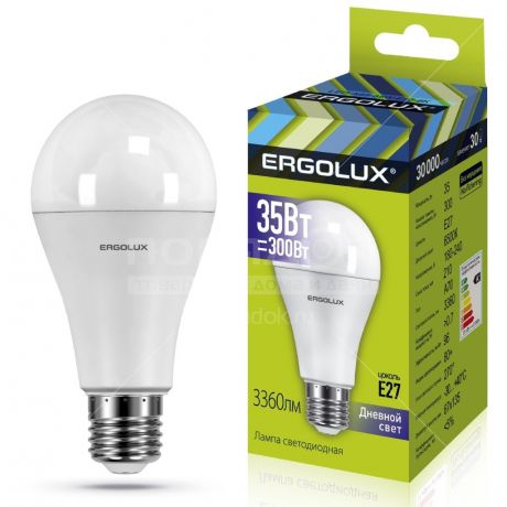 Лампа светодиодная Ergolux LED-A70-35W-E27-6K, 35 Вт, E27, холодный белый свет