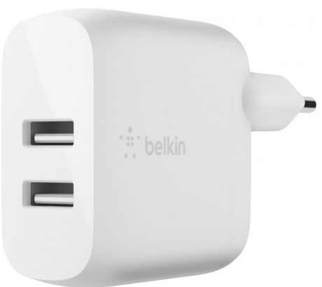 Сетевое зарядное устройство Belkin DUAL USB-A + кабель Lightning (белый)