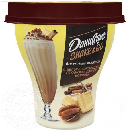 Коктейль йогуртный Даниссимо Shake&Go с белым шоколадом пеканом и пряной корицей 5.2% 260г