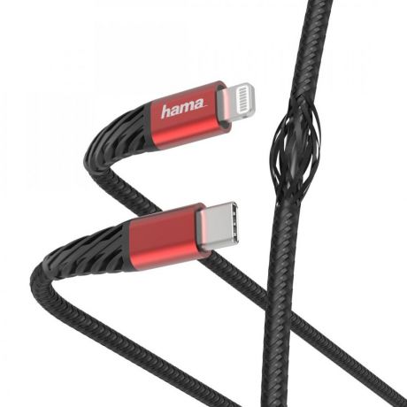 Hama USB Type-C - Lightning 1.5м (черно-красный)