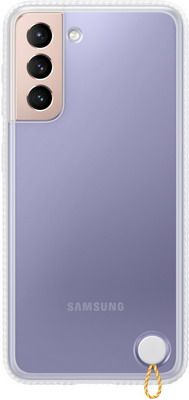 Чеxол (клип-кейс) Samsung Galaxy S21 Clear Protective Cover прозрачный с белой рамкой (EF-GG991CWEGRU)