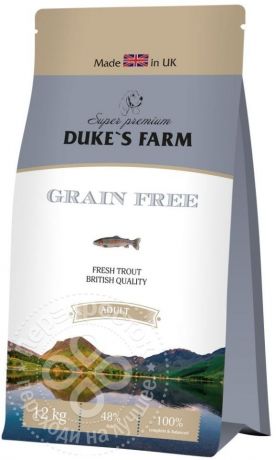 Сухой корм для собак Dukes Farm Grain free Форель 12кг