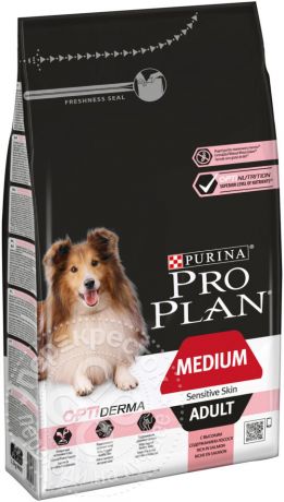 Сухой корм для собак Pro Plan Optiderma Medium Adult Sensitive с лососем и рисом 1.5кг