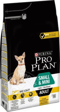 Сухой корм для собак Pro Plan Optiweight Small&Mini Adult Light/Sterilised с курицей и рисом 3кг