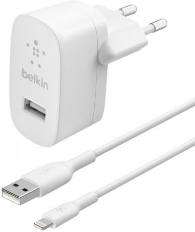 Сетевое зарядное устройство Belkin USB-A + кабель Lightning (белый)