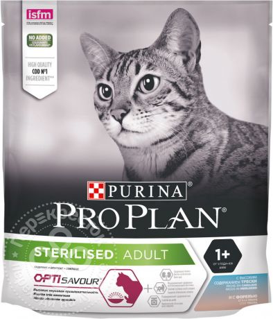 Сухой корм для кошек Pro Plan Sterilised Треска и Форель 400г