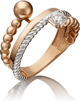 Кольцо с кристаллами swarovski из красного золота
