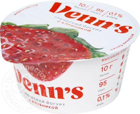 Йогурт Venns Греческий обезжиренный с клубникой 0.1% 130г