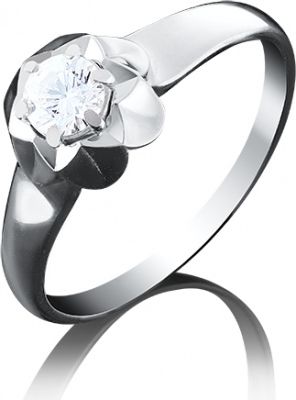 Кольцо Цветок с кристаллами swarovski из белого золота