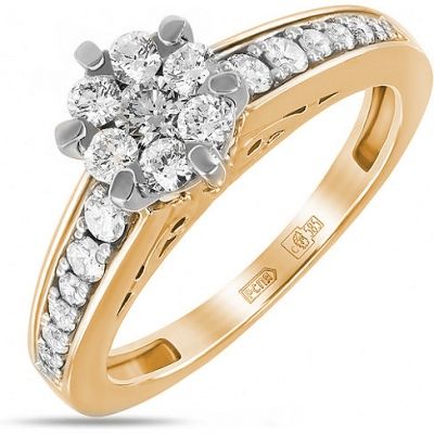 Кольцо с 21 бриллиантом из красного золота
