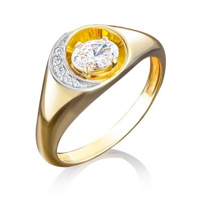 Кольцо с кристаллами swarovski из жёлтого золота