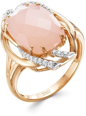 Кольцо с агатом и бриллиантами из комбинированного золота