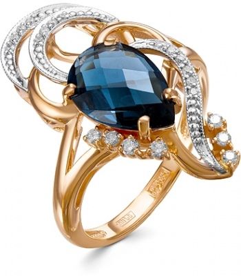 Кольцо с топазом и бриллиантами из комбинированного золота