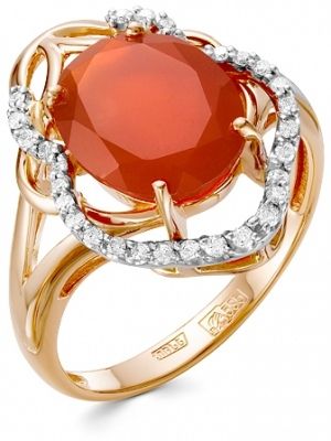 Кольцо с сердоликом и бриллиантами из комбинированного золота