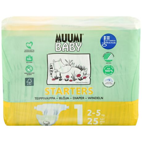 Подгузники Muumi Newborn (2-5 кг, 25 штук)