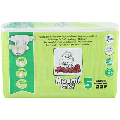 Подгузники Muumi 5 (10-16 кг, 22 штуки)