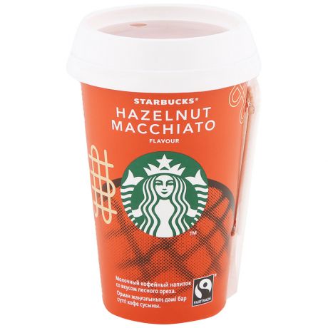 Коктейль Starbucks Hazelnut Macchiato молочный кофейный ультрапастеризованный со вкусом лесного ореха 2.6% 220 мл