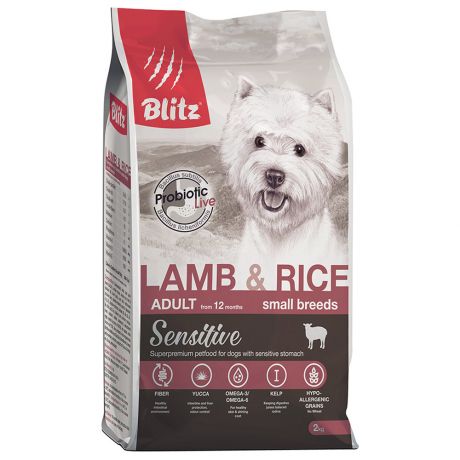 Корм сухой Blitz Adult Small Breeds Lamb&Rice с ягненком и рисом для собак мелких пород 2 кг