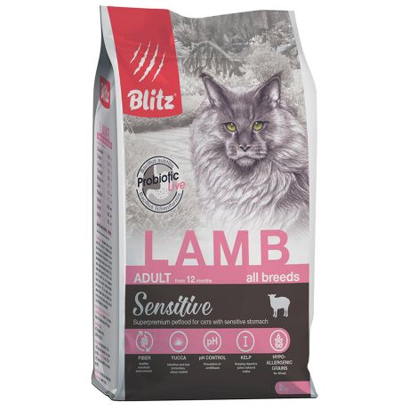 Корм сухой Blitz Adult Cats Lamb с ягненком для взрослых кошек 2 кг