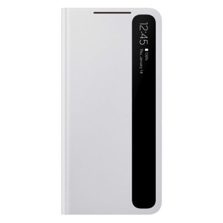 Чехол (флип-кейс) SAMSUNG Smart Clear View Cover, для Samsung Galaxy S21, светло-серый [ef-zg991cjegru]