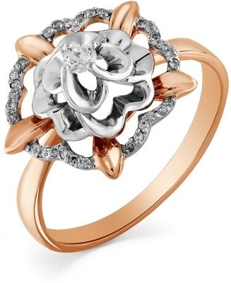 Кольцо Цветок с 31 бриллиантом из красного золота