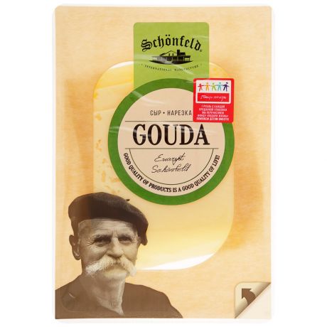 Сыр полутвердый Schonfeld Гауда нарезка 45% 125 г