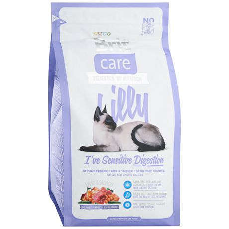 Корм сухой Brit Care беззерновой при чувствительном пищеварении для кошек 2 кг