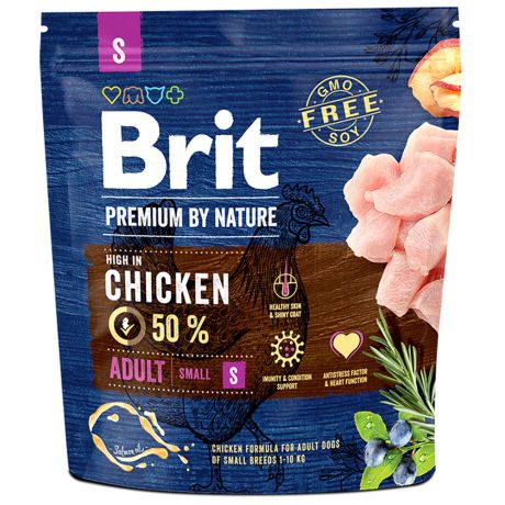 Корм сухой Brit Premium by Nature Adult S для собак мелких пород 1 кг