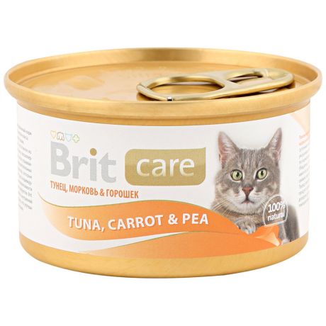 Корм влажный Brit Care с тунцом морковью и горошком для кошек 80 г